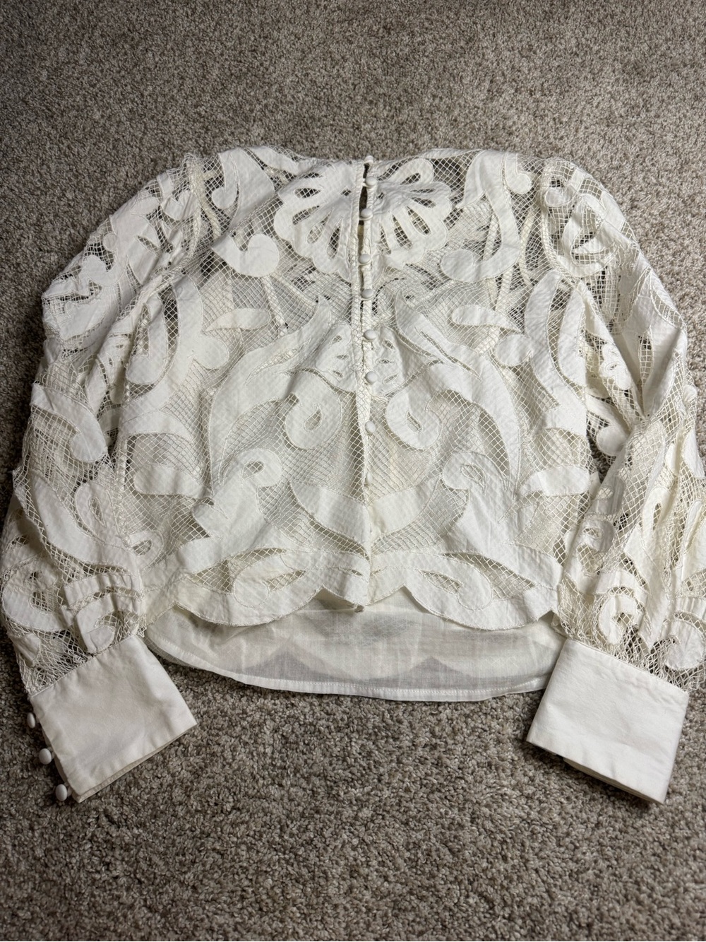By Anthropologie Lace Detail Blouse | Small | Ivory - Picture 6 of 13